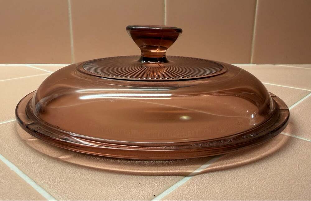 Vintage Corning Visions Cranberry Ribbed 24 Pyrex V1C Lid Only